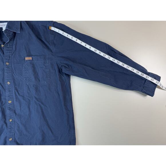 Carhartt Men's Original Fit Button Up Long Sleeve Shirt XL Navy 100091 Workwear - Picture 6 of 12